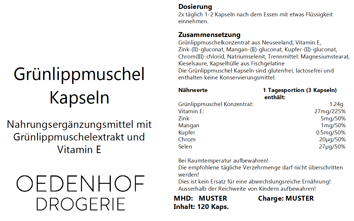 Oedenhof Grünlippmuschel plus Kapseln 120 Stk.